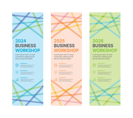 Wall Mural - set of business banner design templates in modern, abstract pattern style for schools, companies, wo