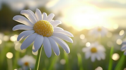 White daisy flower macro photo bokeh blurred background