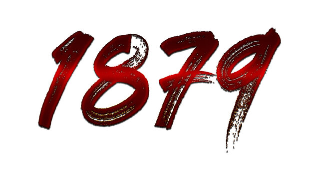 3D blood red number design of 1879 on white background.