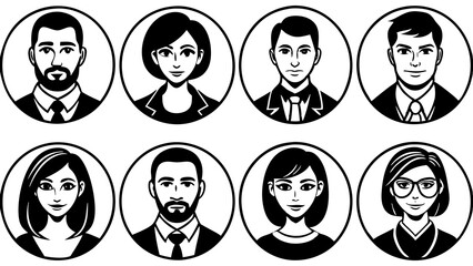 Wall Mural - Vector profile avatar icons set. male and female user circle silhouette black