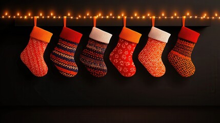 Poster - Christmas Stockings with String Lights.