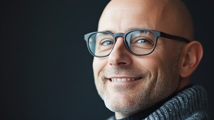 Poster - Smiling Man with Glasses and Warm Expression