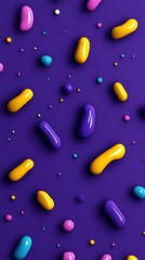 Poster - Abstract Colorful Shapes on Purple Background.