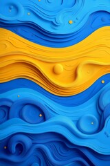 Poster - Dynamic waves of blue and yellow blend seamlessly, evoking the movement of water and sky in a tranquil abstract design. The texture adds depth and interest