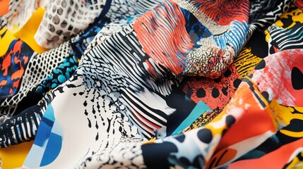 Poster - Layered chaotic prints with overlapping designs in vibrant colors