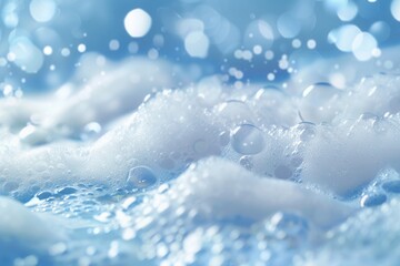 Aufkleber - The soft blue water shimmers under a layer of bubbly foam, creating a tranquil and inviting atmosphere perfect for relaxation and unwinding. Generative AI