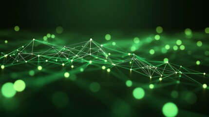 Poster - A network of luminous green points and lines create a dynamic abstract representation, highlighting the beauty of interconnected data and digital landscapes