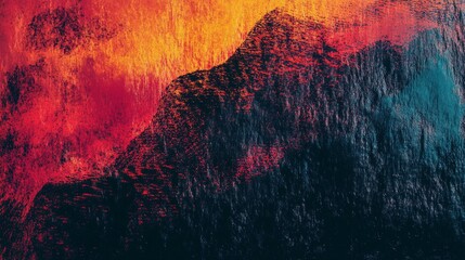 Poster - Digital abstraction showcasing vibrant red and orange textures against a dark background, highlighting a dynamic interplay of colors and shapes