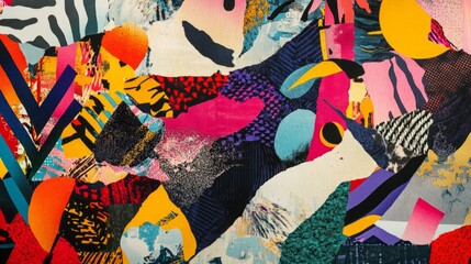 Poster - Vibrant chaotic prints display layered textures and colors in a maximalist design, showcasing artistic expression