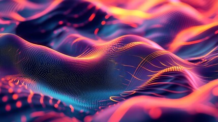 Leinwandbilder - A colorful mix of 2D abstract patterns blending seamlessly into glowing 3D shapes in a surreal, futuristic space