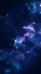 Poster - A captivating digital composition displays a network of interconnected colorful lights and geometric shapes, creating a vibrant atmosphere in deep blue and purple tones