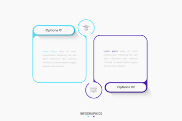 Wall Mural - Vector Infographic label design template with icons and 2 options or steps. Can be used for process diagram, presentations, workflow layout, banner, flow chart, info graph.