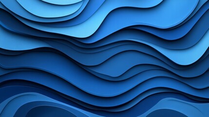 Poster - An abstract design featuring layered waves in various shades of blue, providing a serene and visually appealing backdrop for artistic or digital applications