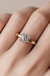 © Onzdemia - Close-up of engagement ring on hand, romantic backdrop, 3D illustration