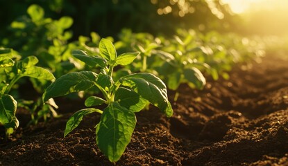 Wall Mural - Young Plants in Soil.