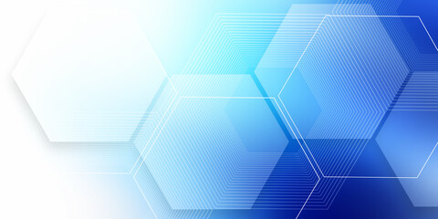 Wall Mural - Abstract soft blue geometric hexagon futuristic  background