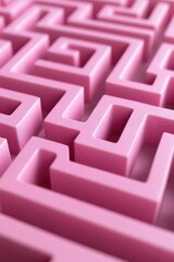 Poster - Intricate pink maze pathways create a challenging puzzle against a soft background, highlighting its design and colorful texture under bright light