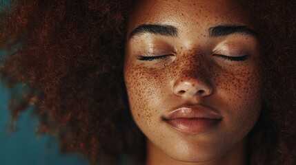 Canvas Print - Serene Portrait of a Young Woman with Freckles