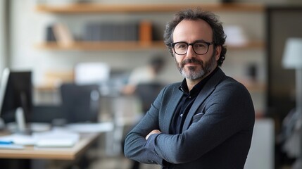 Sticker - Professional Man Standing in Modern Office Environment