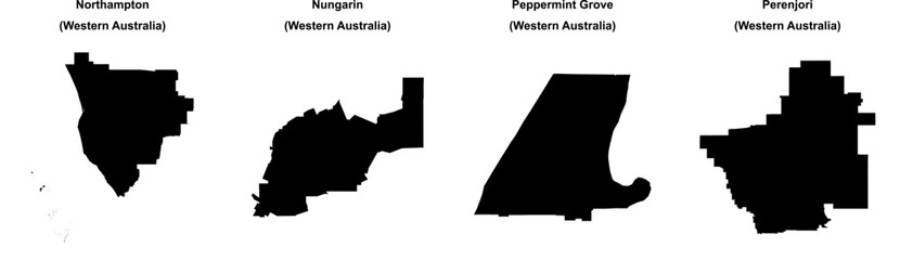 Wall Mural - Northampton, Nungarin, Peppermint Grove, Perenjori outline maps