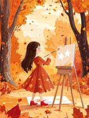 Cute little girl in autumn