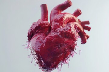 Detailed human heart model with visible textures.