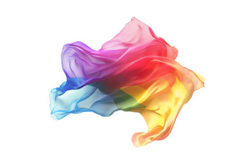 Poster - Colorful flowing fabric in vibrant hues of red, blue, yellow, and green against a transparent background.