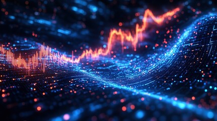 Poster - Stock market and trading, digital graph By Image Flow, Ai 