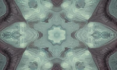 Poster - Muted green and purple kaleidoscope pattern with depth and beauty.