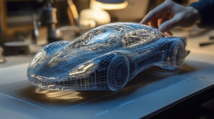 Aufkleber - The automotive design team consults and refines the concept of the car's headlight layout, using 3D models and computer simulations.