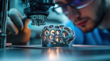 Poster - A 3D-printed car part is being assembled by a technician, demonstrating the efficiency and customization made possible by additive manufacturing.