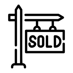 Sticker - sold sign Line Icon