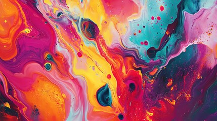 Poster - A vibrant explosion of colors in abstract shapes, with bold neon patterns and playful textures swirling together