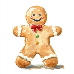 Cheerful gingerbread man with festive decorations