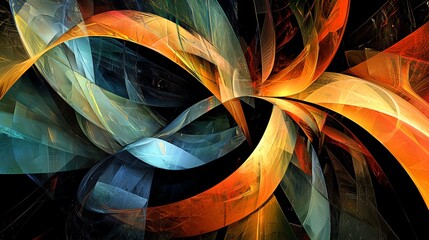Poster - Colorful abstract pattern with dynamic swirling shapes.