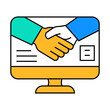 © sevector - virtual handshake line icon vector. virtual handshake sign. isolated symbol illustration