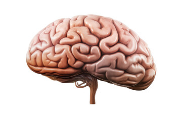 Poster - Realistic illustration of a human brain, showcasing its intricate details and structure, isolated on a white background.