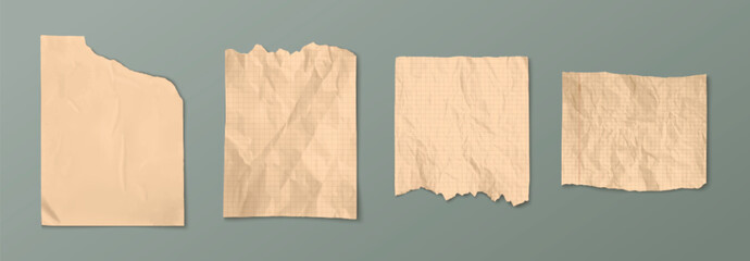 Poster - brown old torn paper sheet. crumpled poster with crease effect. vintage rough page for note. realist