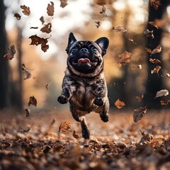 Playful Puppy in Autumn