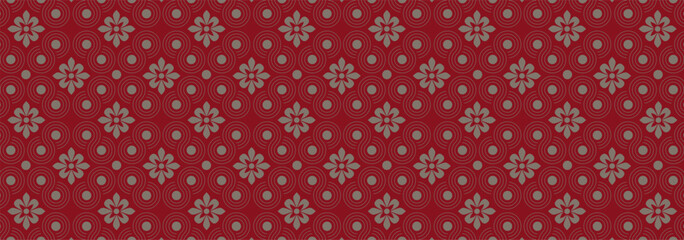 Wall Mural - Red gorgeous background with beautiful floral pattern.