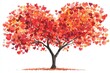 © Newstep - A vibrant tree with heart-shaped red leaves, symbolizing love and warmth in a colorful autumn scene.