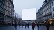 © P.G - Large outdoor billboard with a white screen on a minimalist structure, perfect for copy space in a modern city setting.