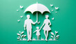 © M.studio - Silhouette of a family holding hands under an umbrella, symbolizing protection and unity