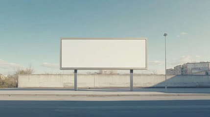 Poster - Minimalist billboard with a white screen, set in an urban landscape with wide copy space for creative use.