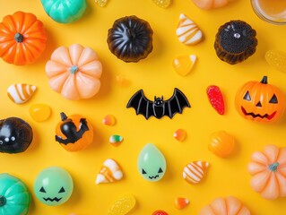 Poster - Halloween treats on vibrant background