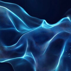 Fototapete - Futuristic abstract blue digital waves enhanced by glowing light particles
