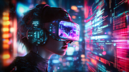 Poster - A cyberpunk hacker in a virtual reality setting