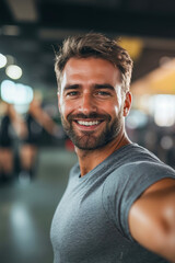 Poster - A man taking a selfie in a gym