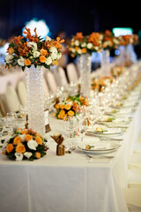 luxury color theme wedding solemnisation dinner flower florist , dinnerware banquet, cloth and stage