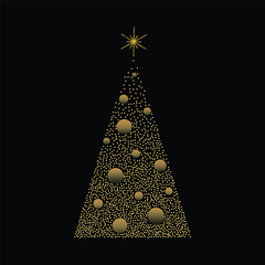 Wall Mural - Luxury gold glittering christmas tree illustration vector.